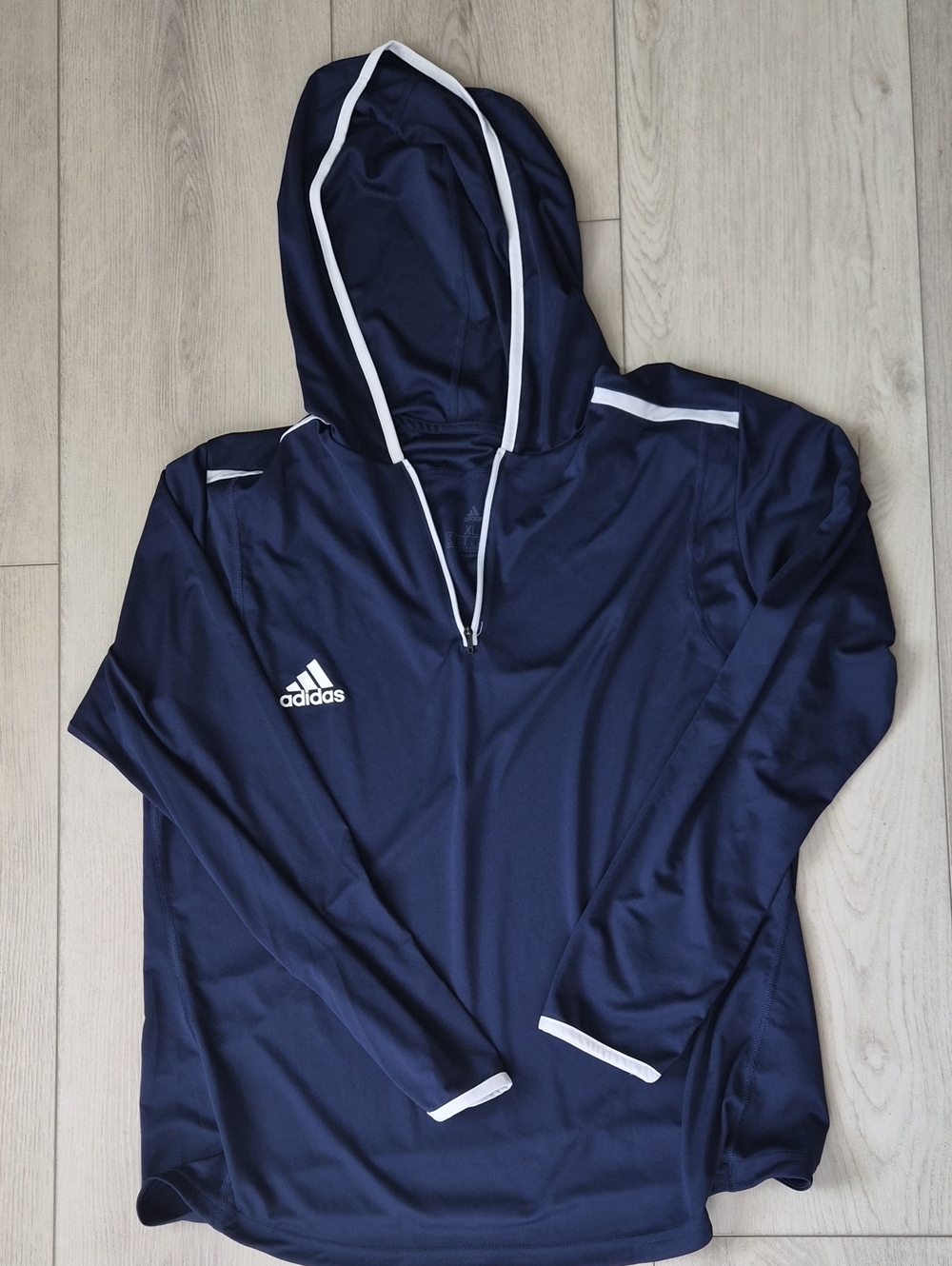 Adidas Navy Blue Hooded Pullover with White Trim- NWOT